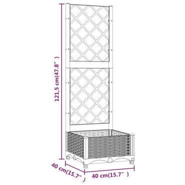 vidaXL Ζαρντινιέρα Κήπου με Καφασωτό Μαύρο 40 x 40 x 121,5 εκ. από PP