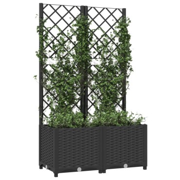 vidaXL Ζαρντινιέρα Κήπου με Καφασωτό Μαύρο 80 x 40 x 136 εκ. από PP