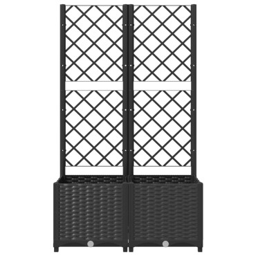 vidaXL Ζαρντινιέρα Κήπου με Καφασωτό Μαύρο 80 x 40 x 136 εκ. από PP