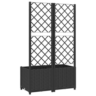 vidaXL Ζαρντινιέρα Κήπου με Καφασωτό Μαύρο 80 x 40 x 136 εκ. από PP