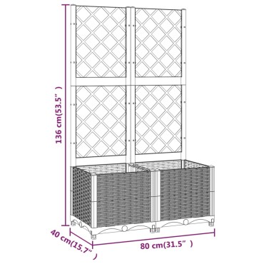 vidaXL Ζαρντινιέρα Κήπου με Καφασωτό Μαύρο 80 x 40 x 136 εκ. από PP