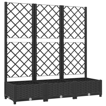 vidaXL Ζαρντινιέρα Κήπου με Καφασωτό Μαύρο 120 x 40 x 121,5 εκ. από PP