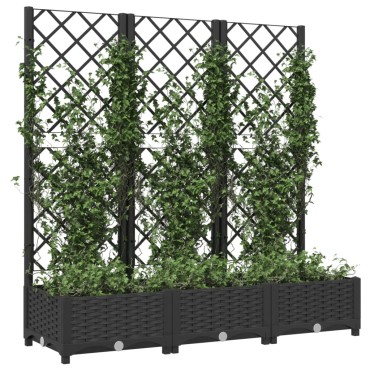 vidaXL Ζαρντινιέρα Κήπου με Καφασωτό Μαύρο 120 x 40 x 121,5 εκ. από PP