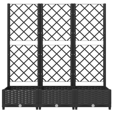 vidaXL Ζαρντινιέρα Κήπου με Καφασωτό Μαύρο 120 x 40 x 121,5 εκ. από PP