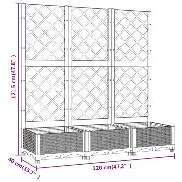 vidaXL Ζαρντινιέρα Κήπου με Καφασωτό Μαύρο 120 x 40 x 121,5 εκ. από PP