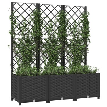 vidaXL Ζαρντινιέρα Κήπου με Καφασωτό Μαύρο 120 x 40 x 136 εκ. από PP