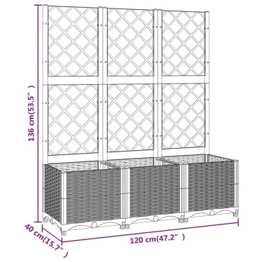 vidaXL Ζαρντινιέρα Κήπου με Καφασωτό Μαύρο 120 x 40 x 136 εκ. από PP