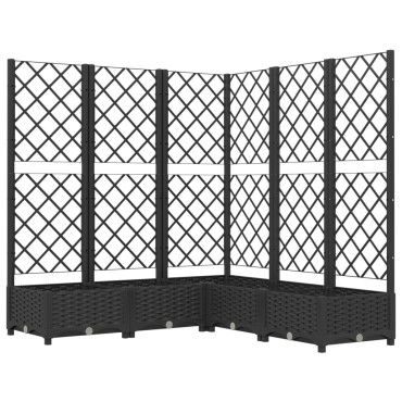 vidaXL Ζαρντινιέρα Κήπου με Καφασωτό Μαύρο 120x120x121,5 εκ. από PP