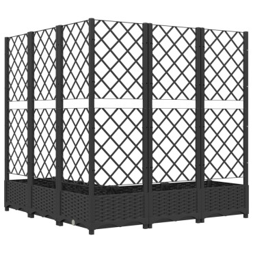 vidaXL Ζαρντινιέρα Κήπου με Καφασωτό Μαύρο 120x120x121,5 εκ. από PP