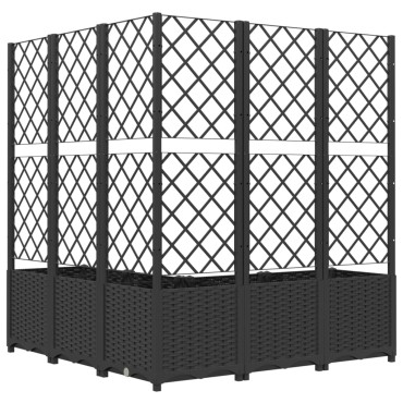 vidaXL Ζαρντινιέρα Κήπου με Καφασωτό Μαύρο 120 x 120 x 136 εκ. από PP