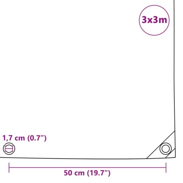 vidaXL Μουσαμάς Μαύρος 650 γρ./μ.² 3 x 3 μ.