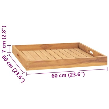 vidaXL Δίσκος Σερβιρίσματος 60 x 60 εκ. από Μασίφ Ξύλο Teak