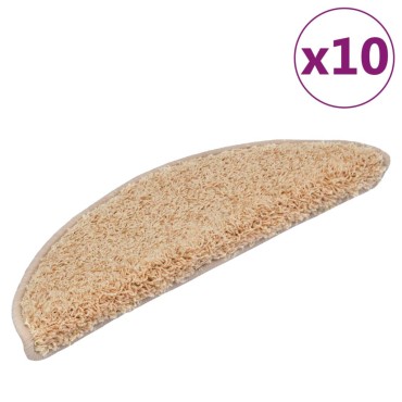 vidaXL Πατάκια Σκάλας 10 τεμ. Κρεμ 56 x 17 x 3 εκ.