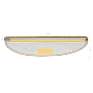 vidaXL Πατάκια Σκάλας 10 τεμ. Κρεμ 56 x 17 x 3 εκ.