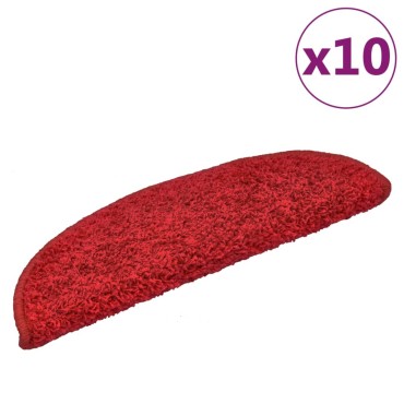 vidaXL Πατάκια Σκάλας 10 τεμ. Κόκκινα 56 x 17 x 3 εκ.