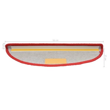 vidaXL Πατάκια Σκάλας 10 τεμ. Κόκκινα 56 x 17 x 3 εκ.