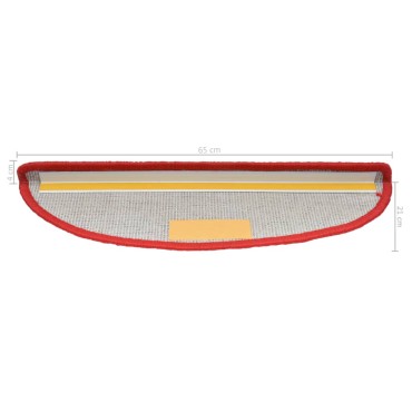 vidaXL Πατάκια Σκάλας 10 τεμ. Κόκκινα 65 x 21 x 4 εκ.