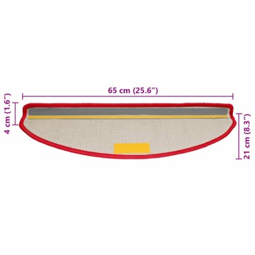 vidaXL Πατάκια Σκάλας 10 τεμ. Κόκκινα 65 x 21 x 4 εκ.