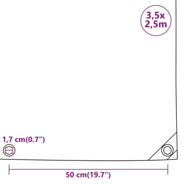 vidaXL Μουσαμάς Μαύρος 650 γρ./μ.² 3,5 x 2,5 μ.