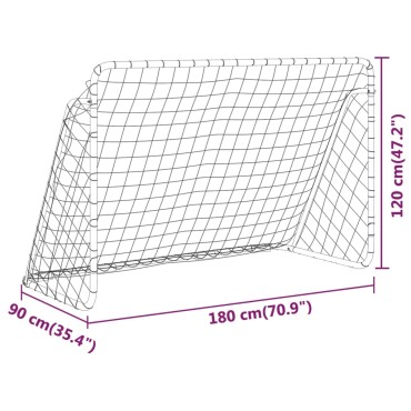 vidaXL Τέρμα Ποδοσφαίρου με Δίχτυ Λευκό 180 x 90 x 120 εκ. Ατσάλινο