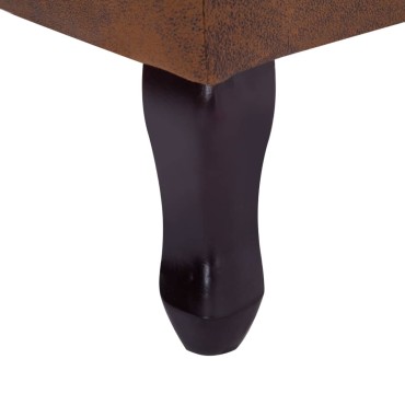 vidaXL Πολυθρόνα Chesterfield με Υποπόδιο Καφέ από Συνθετικό Καστόρι 78x67x108cm 1 τεμ.