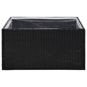 vidaXL Ζαρντινιέρα Κήπου Μαύρη 80 x 80 x 40 εκ. από Συνθετικό Ρατάν