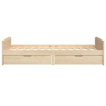 vidaXL Πλαίσιο Κρεβατιού με Συρτάρια 90x200cm Μασίφ Ξύλο Πεύκου 1 τεμ. - Μονό