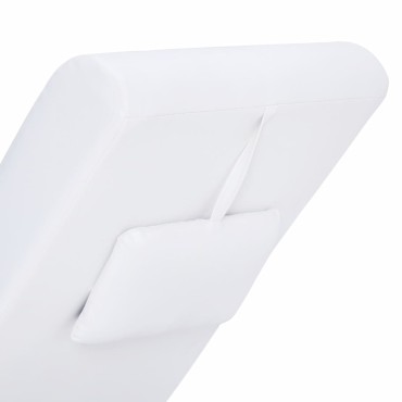 vidaXL Πολυθρόνα/Ανάκλιντρο Μασάζ Λευκή Συνθετικό Δέρμα με Μαξιλάρι 144x59x79cm 1 τεμ.
