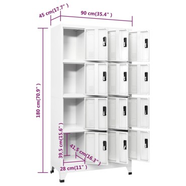 vidaXL Φοριαμός Λευκός 90x45x180cm Ατσάλινος 1 τεμ.