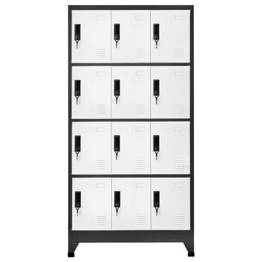 vidaXL Φοριαμός Ανθρακί και Λευκός 90x45x180cm Ατσάλινος 1 τεμ.