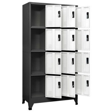 vidaXL Φοριαμός Ανθρακί και Λευκός 90x45x180cm Ατσάλινος 1 τεμ.