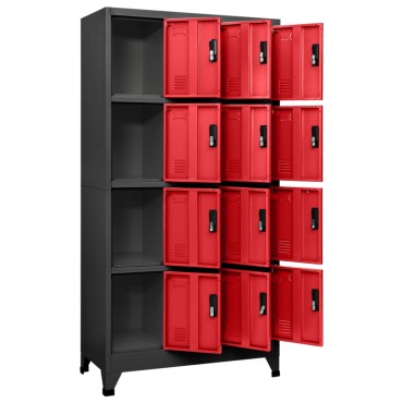 vidaXL Φοριαμός Ανθρακί / Κόκκινο 90x45x180cm Ατσάλινος 1 τεμ.