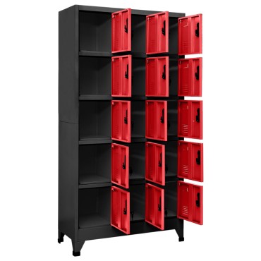 vidaXL Φοριαμός Ανθρακί και Κόκκινο 90x40x180cm Ατσάλινος 1 τεμ.