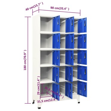 vidaXL Φοριαμός Γκρι και Μπλε 90x40x180cm Ατσάλινος 1 τεμ.