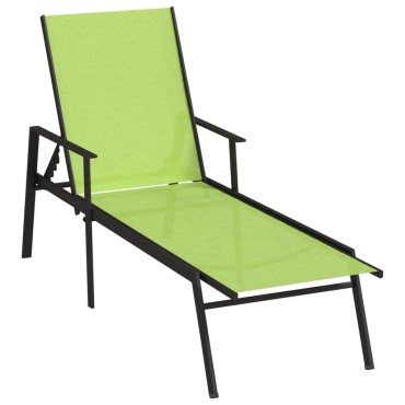 vidaXL Ξαπλώστρα Πράσινη από Ατσάλι και Textilene 191x61x97,5cm 1 τεμ.