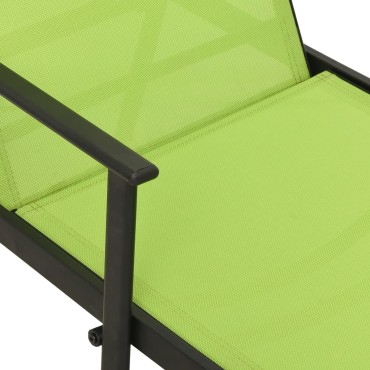 vidaXL Ξαπλώστρα Πράσινη από Ατσάλι και Textilene 191x61x97,5cm 1 τεμ.
