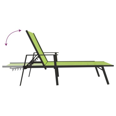 vidaXL Ξαπλώστρα Πράσινη από Ατσάλι και Textilene 191x61x97,5cm 1 τεμ.