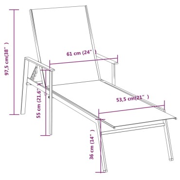 vidaXL Ξαπλώστρα Πράσινη από Ατσάλι και Textilene 191x61x97,5cm 1 τεμ.