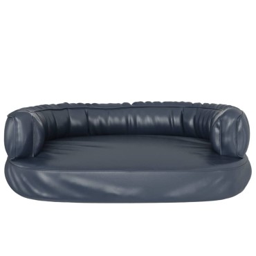 vidaXL Εργονομικό Κρεβάτι Σκύλου Σκούρο Μπλε 75 x 53 εκ. Συνθετ. Δέρμα