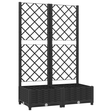 vidaXL Ζαρντινιέρα Κήπου με Καφασωτό Μαύρο 80 x 40 x 121,5 εκ. από PP