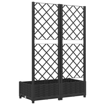 vidaXL Ζαρντινιέρα Κήπου με Καφασωτό Μαύρο 80 x 40 x 121,5 εκ. από PP