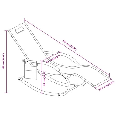 vidaXL Κουνιστή Ξαπλώστρα Κρεμ από Ατσάλι / Textilene 147x63x88cm