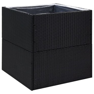 vidaXL Ζαρντινιέρα Κήπου Μαύρη 80 x 80 x 80 εκ. από Συνθετικό Ρατάν
