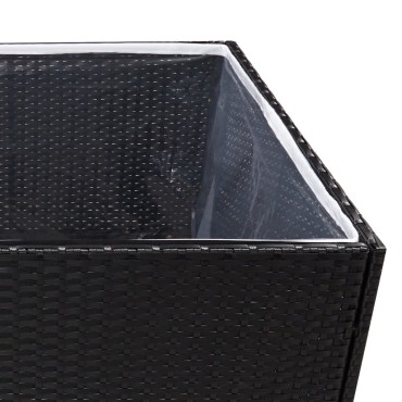 vidaXL Ζαρντινιέρα Κήπου Μαύρη 80 x 80 x 80 εκ. από Συνθετικό Ρατάν