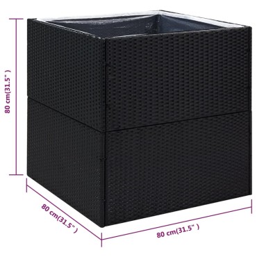 vidaXL Ζαρντινιέρα Κήπου Μαύρη 80 x 80 x 80 εκ. από Συνθετικό Ρατάν