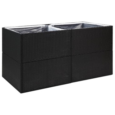 vidaXL Ζαρντινιέρα Κήπου Μαύρη 157 x 80 x 80 εκ. από Συνθετικό Ρατάν