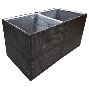 vidaXL Ζαρντινιέρα Κήπου Μαύρη 157 x 80 x 80 εκ. από Συνθετικό Ρατάν