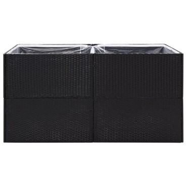 vidaXL Ζαρντινιέρα Κήπου Μαύρη 157 x 80 x 80 εκ. από Συνθετικό Ρατάν
