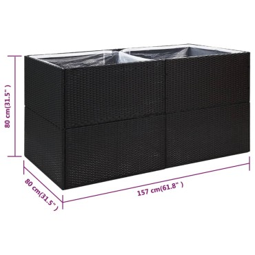 vidaXL Ζαρντινιέρα Κήπου Μαύρη 157 x 80 x 80 εκ. από Συνθετικό Ρατάν