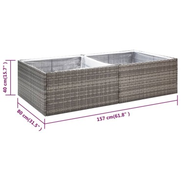 vidaXL Ζαρντινιέρα Κήπου Γκρι 157 x 80 x 40 εκ. από Συνθετικό Ρατάν